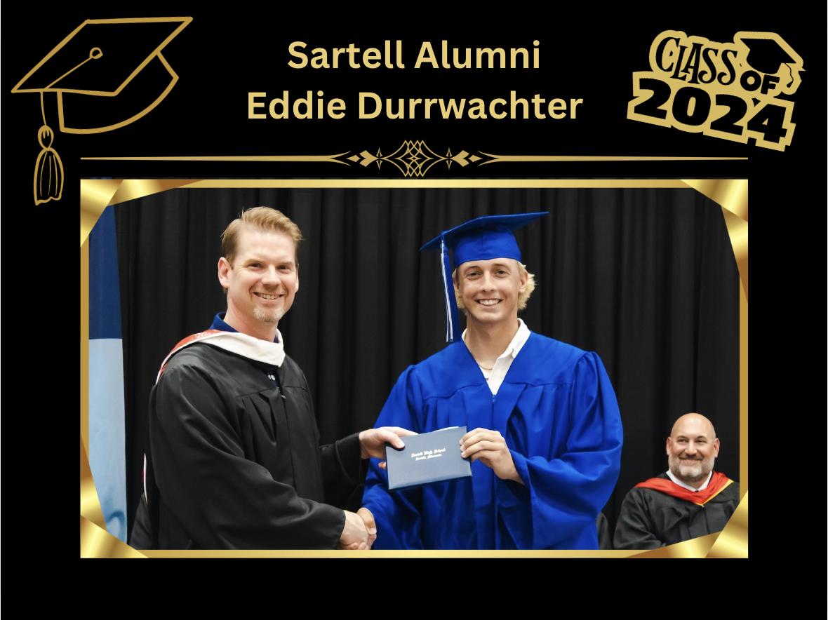 Eddie Durrwachter a former Sartell student recived his high school diploma graduation day. (Photo used with permission from Angie Heckman)